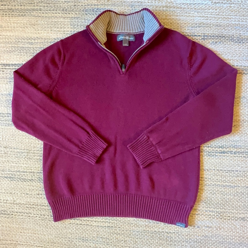 Eddie Bauer Burgundy Quarter Zip Sweater